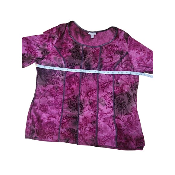 Roz & Ali Y2K Whimsygoth Floral Paisley Blouse Womens 2X Purple Stretchy Tie Dye - Picture 7 of 8